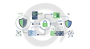 Digital Security Concept Network Protection, Firewall, and Encryption