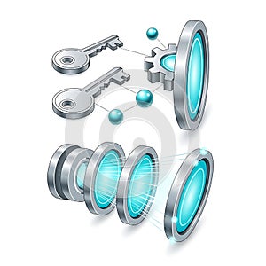 Digital Security and Data Flow Concept