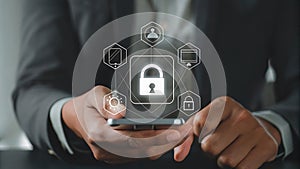Digital Security and Data Protection Concept with Smartphone Interface