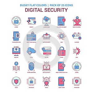 Digital Security icon Dusky Flat color - Vintage 25 Icon Pack