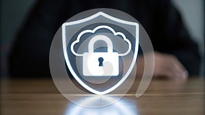 Digital security icon representing cloud data protection