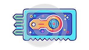 Digital Security Key, Encrypted Access Solution, vector design Generative AI
