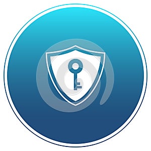 Digital Security Key Icon: Vector shield with a key in a circle
