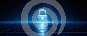 Digital Security Lock on Virtual Technology Background