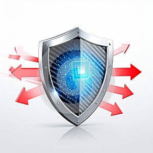 Digital Security Shield Blocking Cyber Attacks