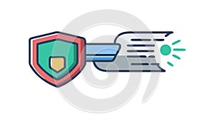 Digital Security Shield with Key Access and Data Protection, vector design Generative AI
