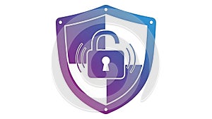 Digital Security Shield with Padlock Icon