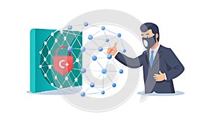 Digital Security Shield Protecting Against Hacker, vector design Generative AI