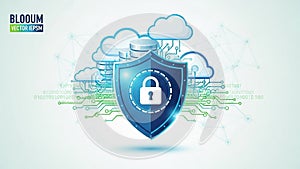 Digital Security Shield Protecting Cloud Data and Network Infrastructure