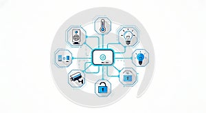 Digital Security and Smart Technology Network Illustration with Icons