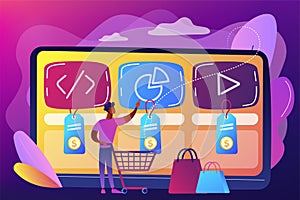 Digital service marketplace concept vector illustration.