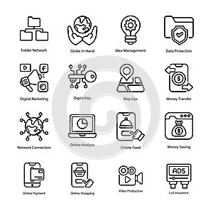 Digital Service vector outline Icon Design illustration. Digital Service Symbol on White background EPS 10 File set 3