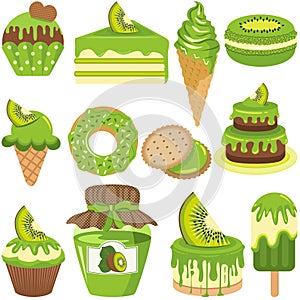 Digital set of sweets made with kiwi