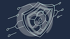 Digital shield with lock, symbolizing cybersecurity and data protection, vector design Generative AI