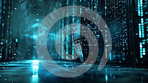 A digital shield protecting a server room