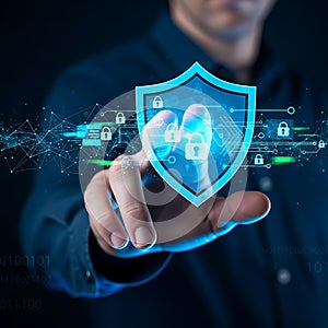 Digital shield protecting data with fingerprint authentication