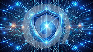 Digital shield protecting data integrity and network security in the modern technological landscape. Generative AI