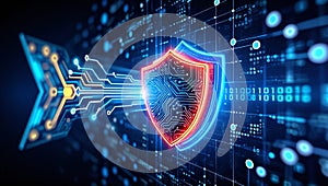 Digital shield protecting electronic data streams technology cybersecurity