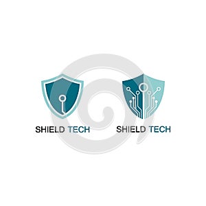 Digital shield protection vector icon illustration