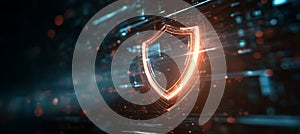 Cybersecurity shield data protection network security system digital safety technology firewall 100