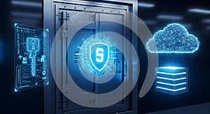 Digital shield security cloud computing futuristic cyber technology data protection