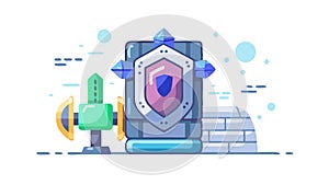 Digital Shield Security, Data Protection Network Guard, vector design Generative AI