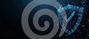 Digital shield symbolizing cybersecurity, network protection, data security