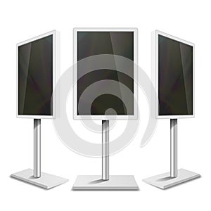 Portable Interactive Digital Signage. White Clean Empty Digital Display. Isolated Illustration photo