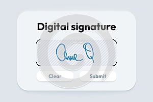 Digital signature concept. Application for write and sign contract and business agreement, smart phone app for signing