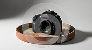 With a textured grip control dials and a large lens mount visible on the