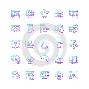 Digital skills gradient linear vector icons set
