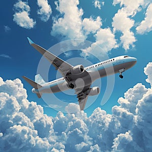Digital Sky Symphony: Airplane in Generative AI Art. photo