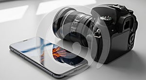 A digital SLR camera and a