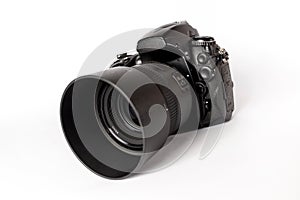 Digital SLR camera on white background