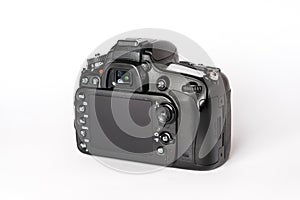 Digital SLR camera on white background