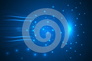 Big data visualization with light binary code background.