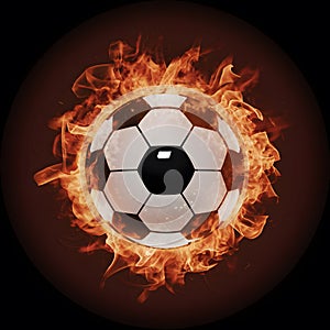 Digital Soccer ball engulfed in captivating flames, symbolizing intensity and passion