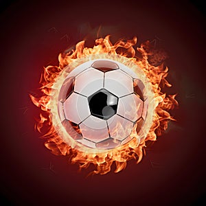 Digital Soccer ball engulfed in captivating flames, symbolizing intensity and passion