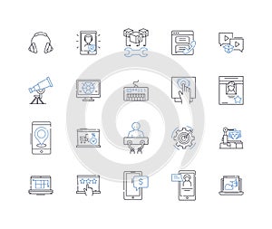 Digital solutions line icons collection. Innovation, Disruption, Efficiency, Automation, Interoperability photo