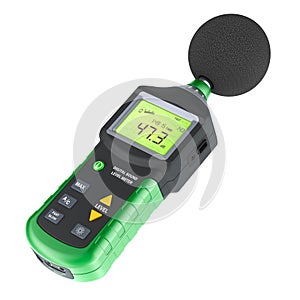 Digital sound level meter, decibel meter. 3D rendering