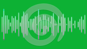 Digital sound wave equalizer. Sound wave isolated on green background.