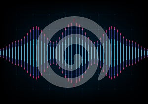 Digital sound wave futirstic line technology. Sonar signal voice equalizer