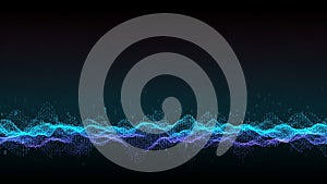 Digital sound wave visualization with binary code and glowing particles image photo