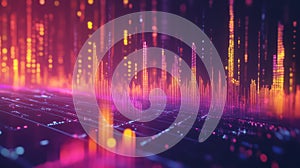 Digital sound wave visualizing data flow technology