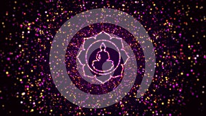 Digital Space Shiny Purple Buddhism Padma Symbol Border Glitter Sparkle Dots