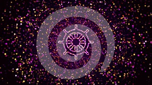 Digital Space Shiny Purple Dharma Wheel Symbol Border Frame Glitter Sparkle