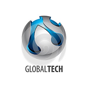 Digital sphere global link technology logo concept design. 3D three dimensional style. Symbol graphic template element