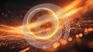 Digital sphere networking data stream connecting global technology