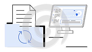 Document Management and File Synchronization Concept with Folder and Computer Screen
