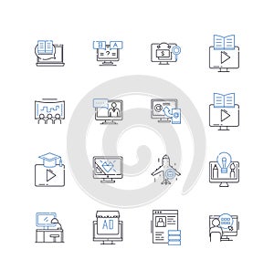 Digital strategy line icons collection. Innovation, Disruption, Agility, Transformation, Automatization, Optimization